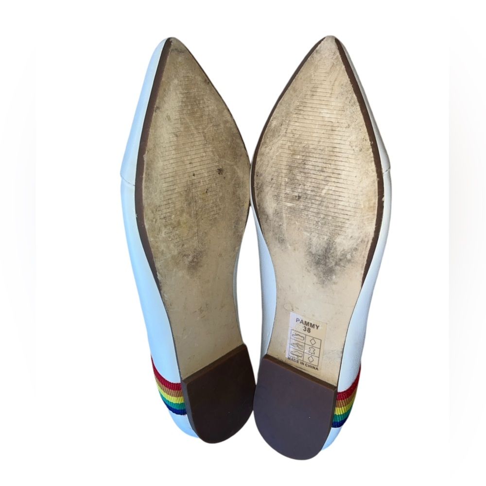 Chelsea Crew Rainbow And White Leather Pammy Flats‎ Size 38/9 - Picture 4 of 5